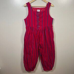 VTG Laura Ashley Playsuit Jumpsuit Size Medium Pink Blue Corduroy 80s Kidcore